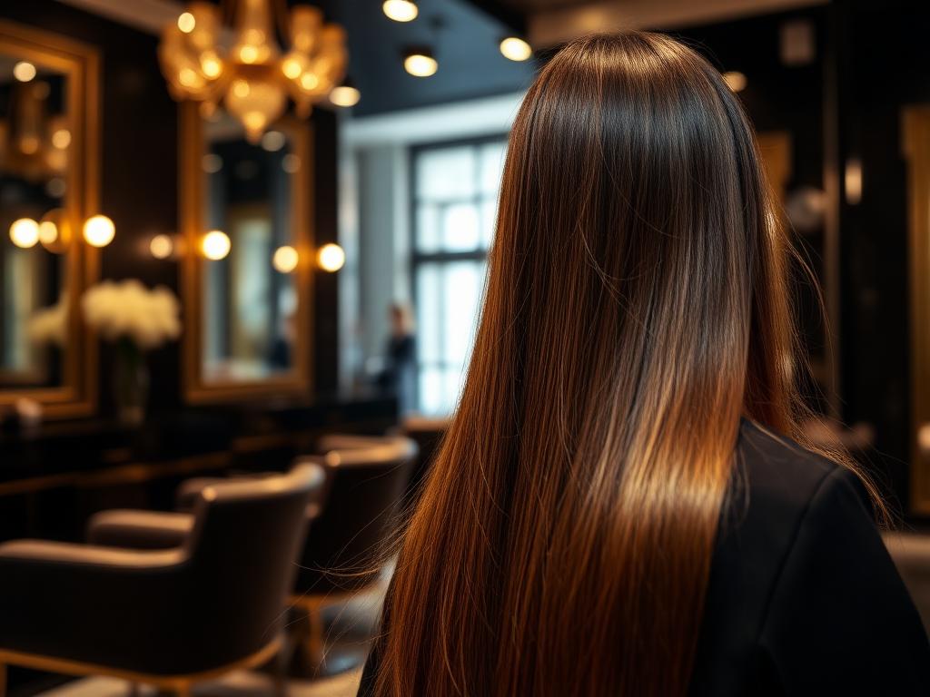 Smooth, glossy hair after a keratin treatment